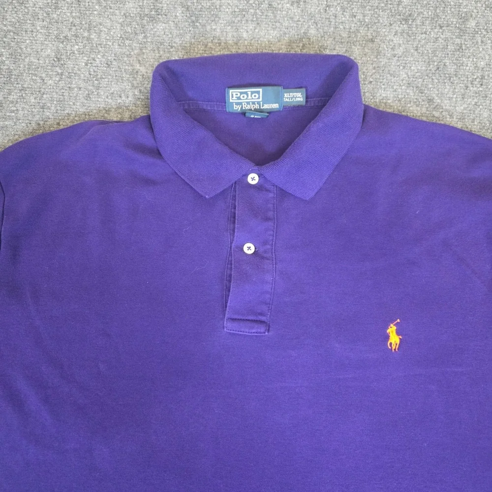 Polo Ralph Lauren Polo Shirt Mens XLT Purple Short Sleeve‎ Gold Pony Casual